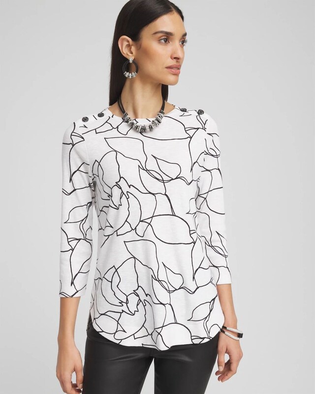 Leaves Button Trim Tunic - image 1